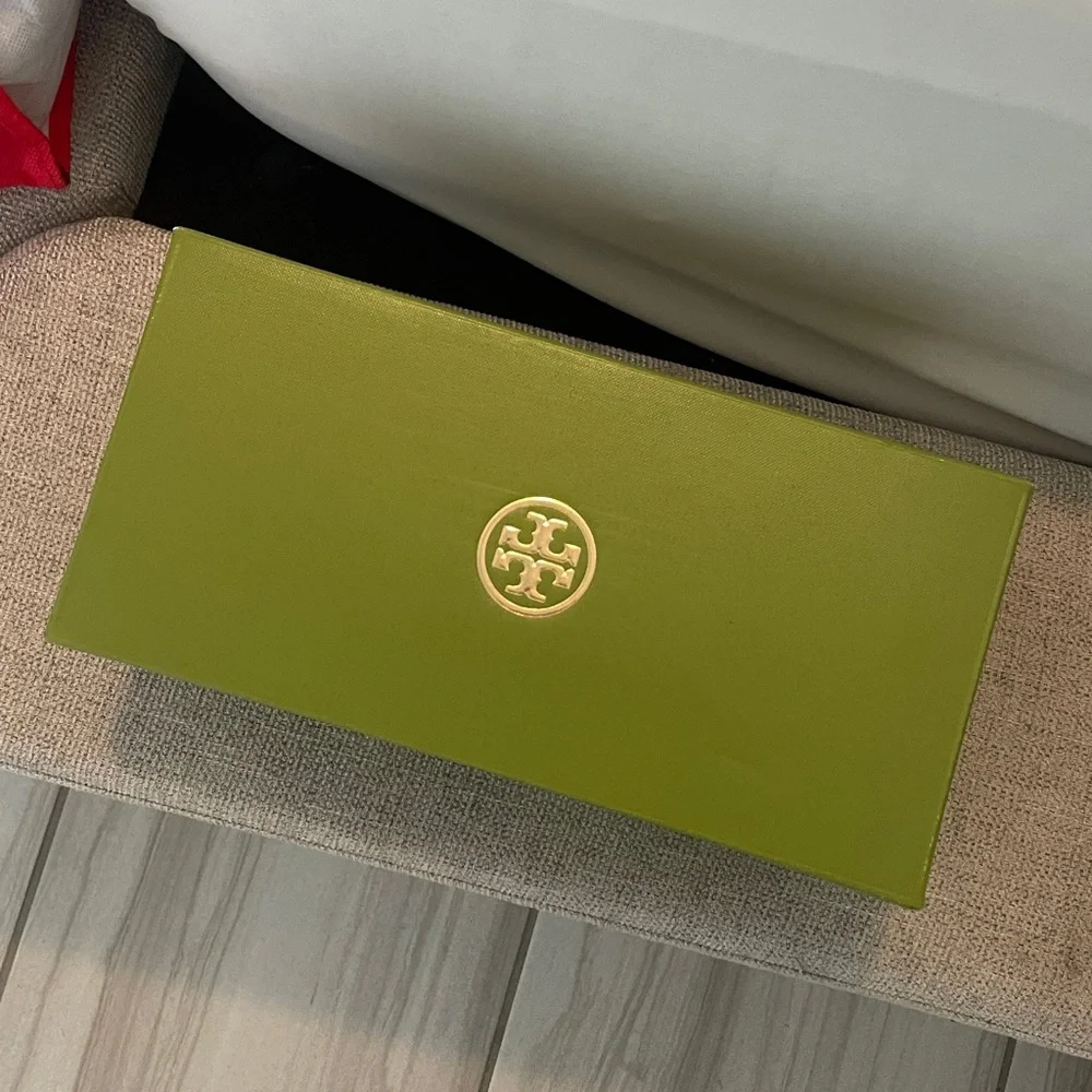 Tory Burch Metallic Gold Slide Sandals with Logo Accent